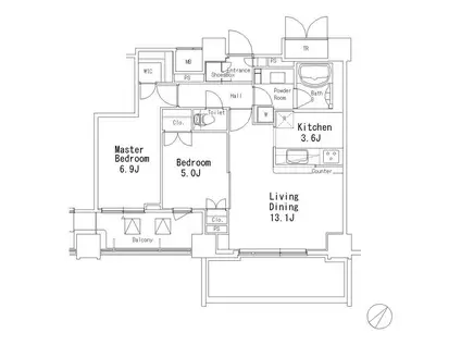 MFPR目黒タワー(2LDK/15階)の間取り写真