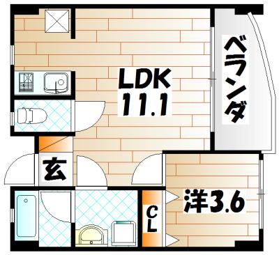 FORZA馬借(1LDK/2階)の間取り写真