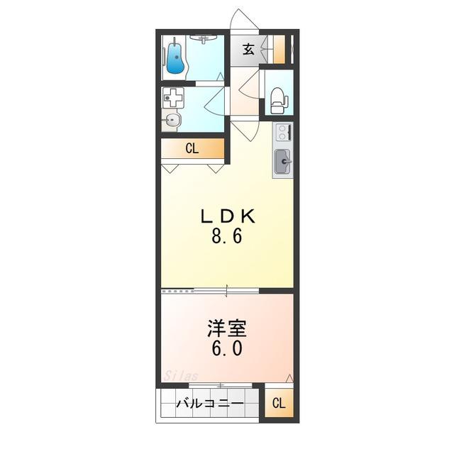 EIJU粉浜駅前(1LDK/3階)の間取り写真