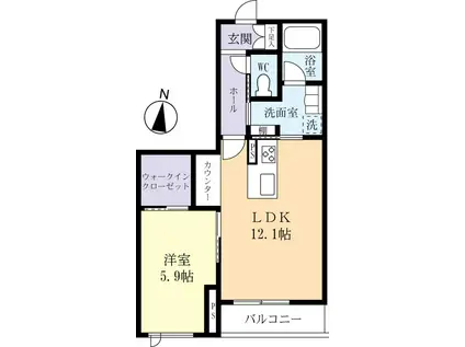 クレスティークII(1LDK/2階)の間取り写真