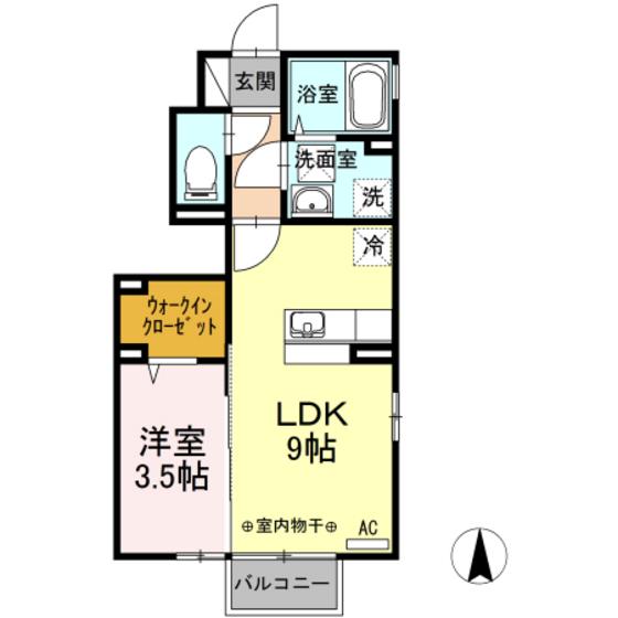 D-ROOMウィル(1LDK/1階)の間取り写真