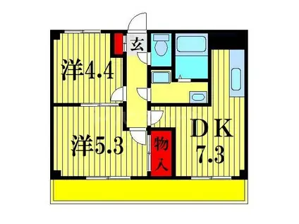 サンビレッヂI(2DK/1階)の間取り写真