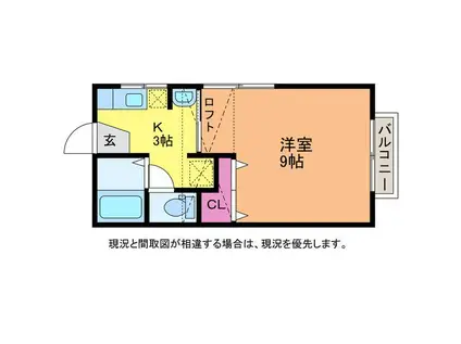 フレッシュ南台(1K/2階)の間取り写真