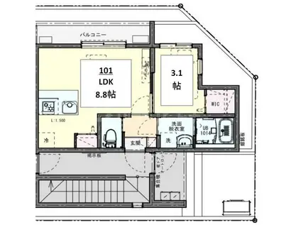 KLEIS一之江II(1LDK/1階)の間取り写真