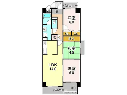 ロードハイムYK(3LDK/3階)の間取り写真