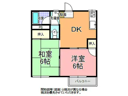 コーポグリーン A棟(2DK/2階)の間取り写真