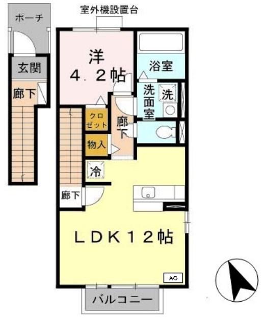アゼリア宮上 A棟(1LDK/2階)の間取り写真