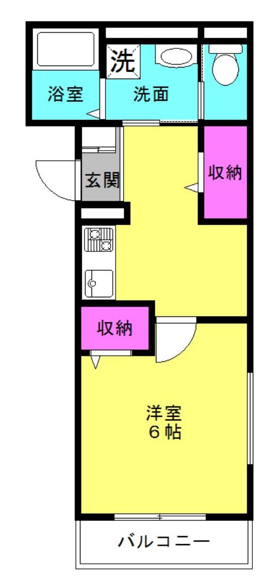 オーパス北在家(1K/2階)の間取り写真