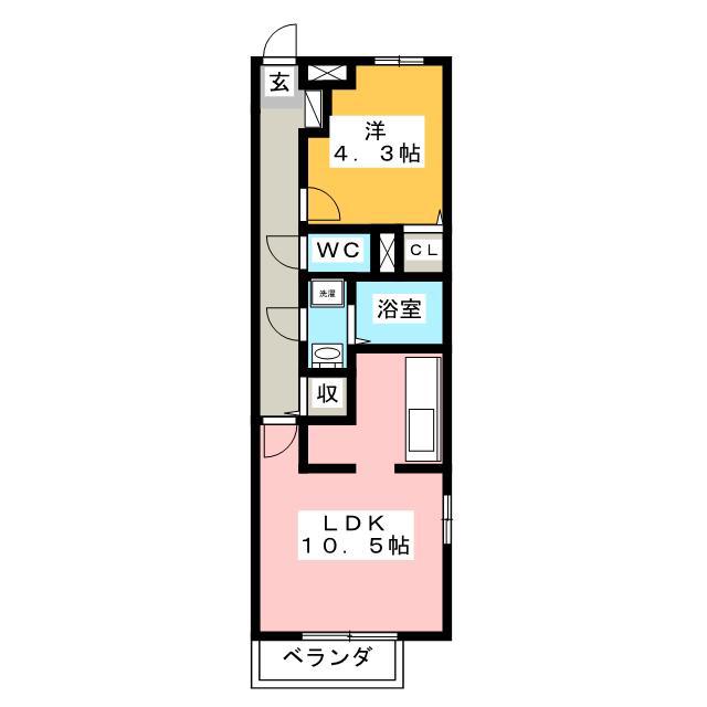 ELLEPARK(1LDK/2階)の間取り写真