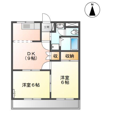 クレストール(2DK/2階)の間取り写真