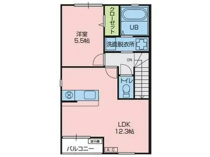 LAPAGE(1LDK/2階)の間取り写真