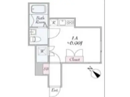 ヒルズ徳丸(ワンルーム/1階)の間取り写真