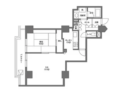 文京グリーンコートビュータワー本駒込(1LDK/12階)の間取り写真