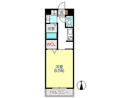 オーチャムダイウメ(1K/5階)の間取り写真