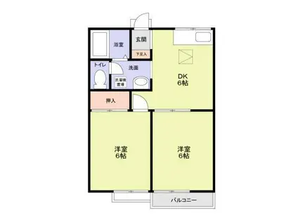 ビビエンタ甲東園(2DK/1階)の間取り写真