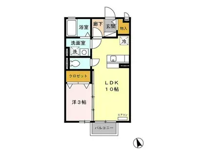 エクレール・コートIIIIII(1LDK/2階)の間取り写真