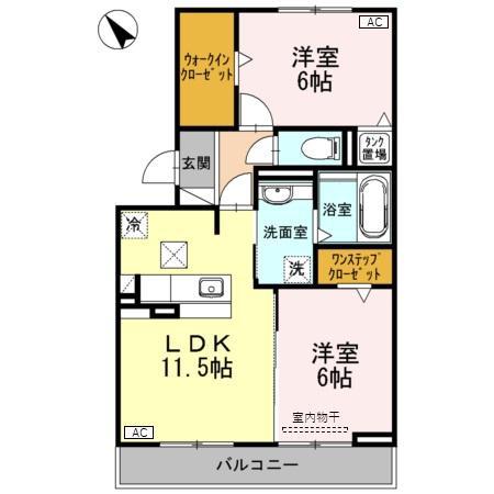 フェリーチェ(2LDK/1階)の間取り写真