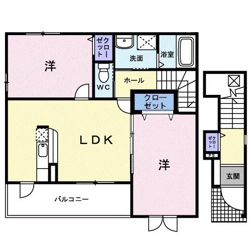 フィオーレN(2LDK/2階)の間取り写真