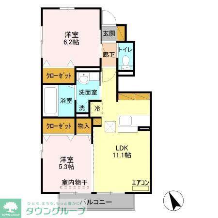 オリオン(2LDK/1階)の間取り写真