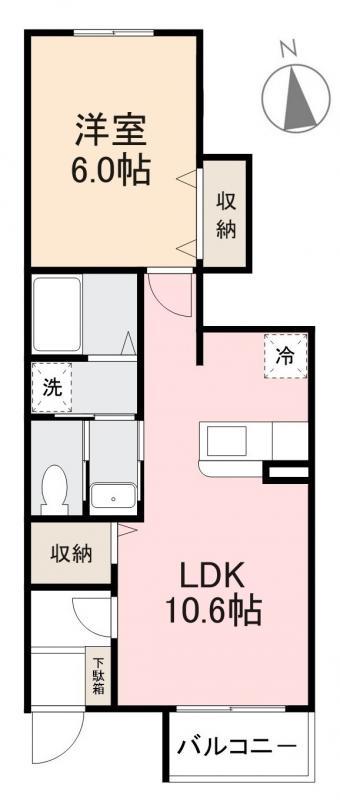 ブリーゼA・B・C(1LDK/1階)の間取り写真