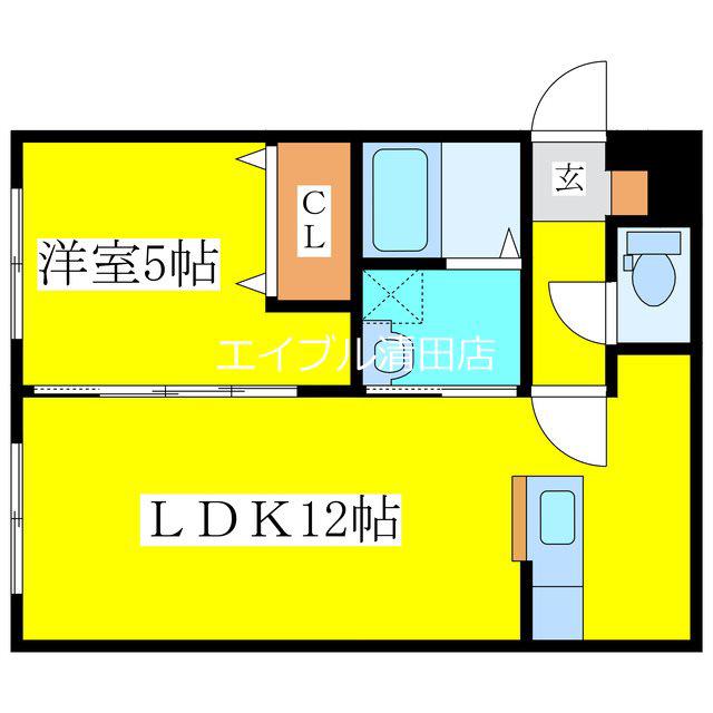 カーサ ボールパーク(1LDK/1階)の間取り写真
