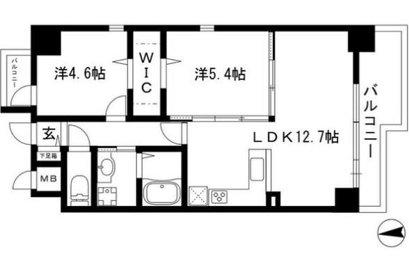 プレイス浅間(2LDK/6階)の間取り写真
