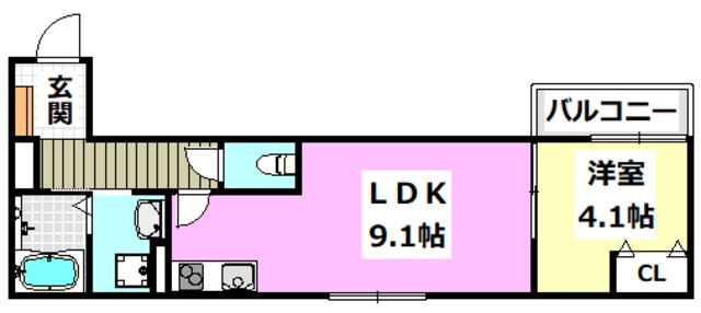 アート茨木(1LDK/2階)の間取り写真