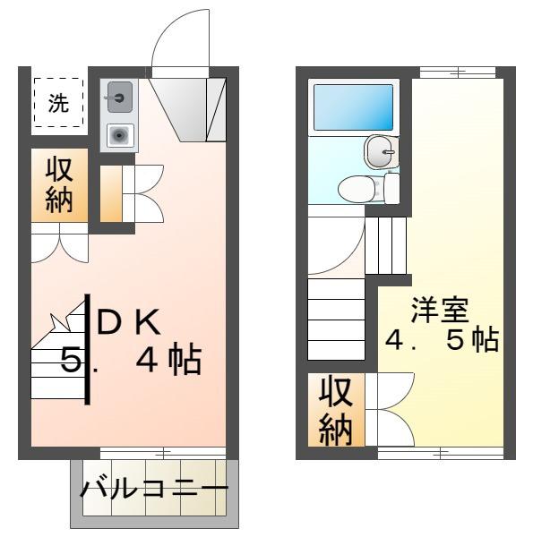芦花フローラル(1DK/2階)の間取り写真