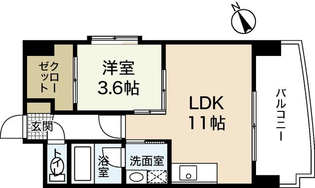 ユートピア舟入中町(1LDK/8階)の間取り写真