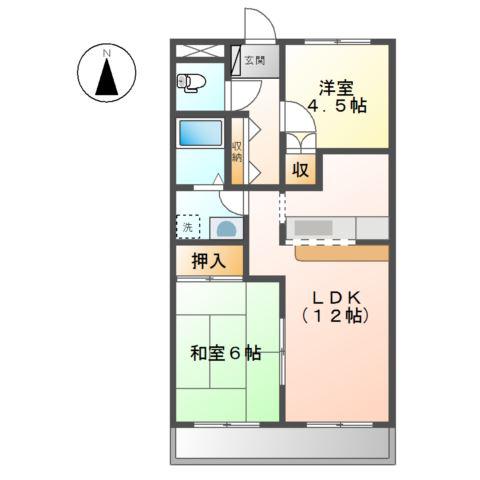 プリムローズ(2LDK/1階)の間取り写真