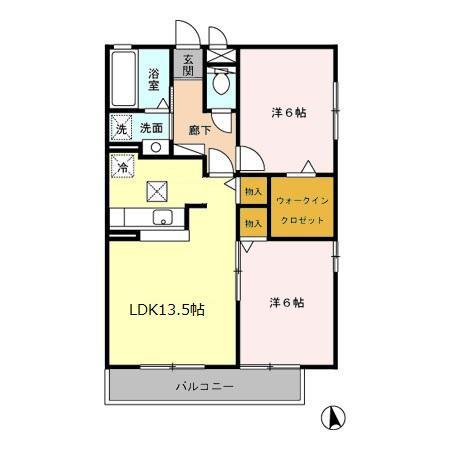 ロイヤルガーデンII(2LDK/1階)の間取り写真