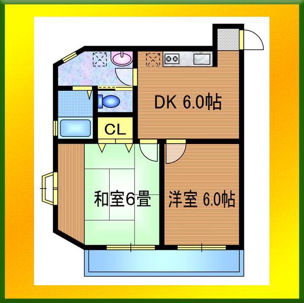 ランパーツ芝久保(2DK/2階)の間取り写真