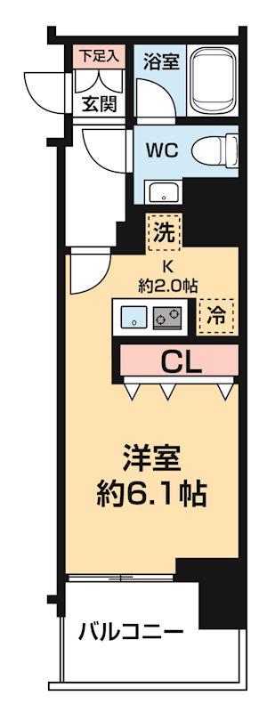 ベルシード大島(ワンルーム/9階)の間取り写真