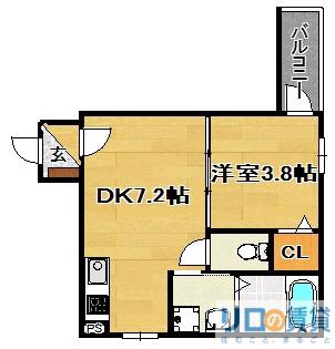 AXIA CITY大阪淡路(1DK/3階)の間取り写真