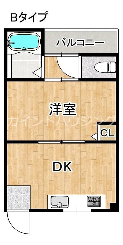 根来ハイツ(1DK/1階)の間取り写真