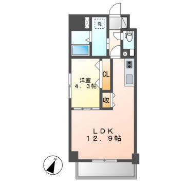GRANDUKE千代田REGARIA(1LDK/9階)の間取り写真