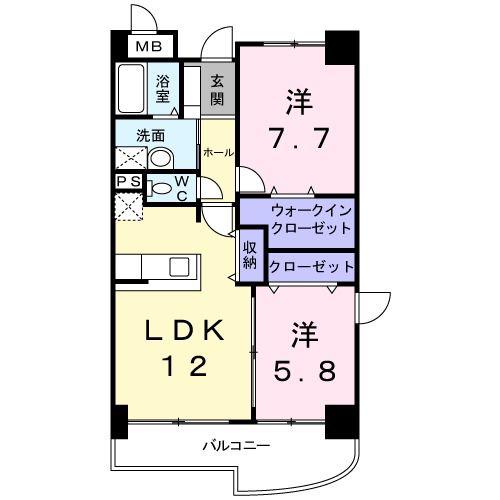 ヒルフィールドグレイス館(2LDK/2階)の間取り写真