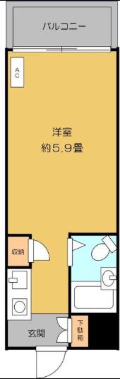 メゾン所沢(ワンルーム/3階)の間取り写真