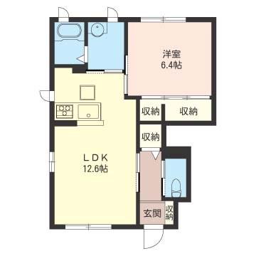 シャーメゾンみやび(1LDK/1階)の間取り写真