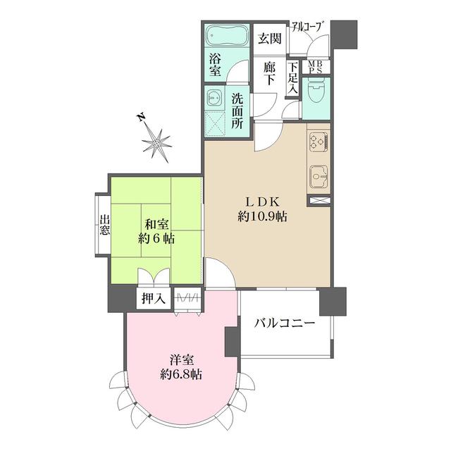 コムーネ湘南辻堂壱番館(2LDK/2階)の間取り写真