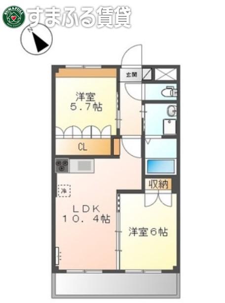 レジデンス AI(2LDK/3階)の間取り写真