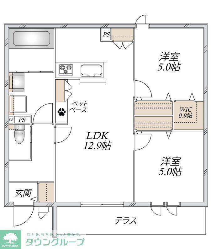 TILIOS(2LDK/1階)の間取り写真