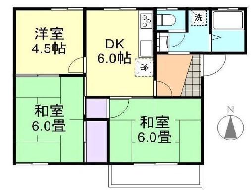 コーポ三宅 B(3DK/2階)の間取り写真