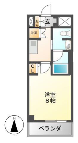 レジディア高岳(1K/2階)の間取り写真