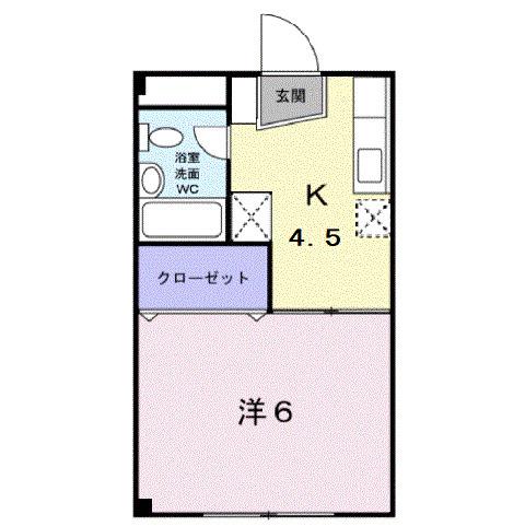 シティハイツサンピア(1K/2階)の間取り写真