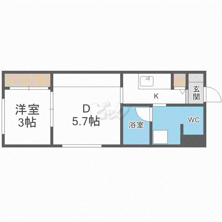 メニーズコート南郷13ST(1DK/2階)の間取り写真