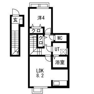 GRANDIR城北(1LDK/2階)の間取り写真