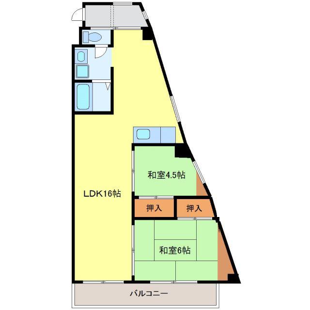 ファミリーハイツ柴田(2LDK/3階)の間取り写真