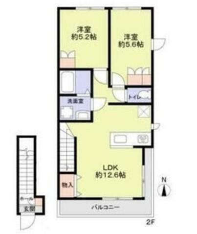 FOREST MAISON ウエスト(2LDK/2階)の間取り写真