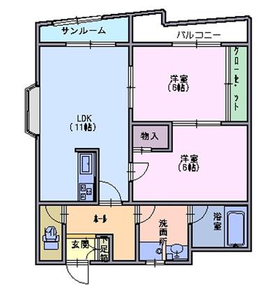 メゾン悠(2LDK/2階)の間取り写真